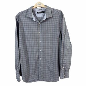Nautica Men's Casual Blue Checkered Button Down Shirt W/ front pocket Size Xl